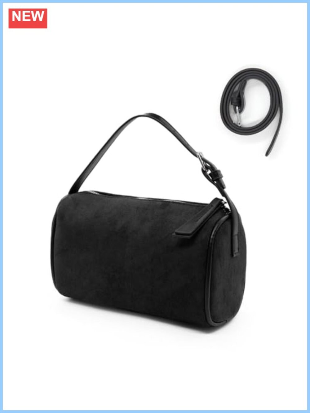Suede Barrel Purse Adjustable Strap Crossbody Shoulder Bag Minimalist